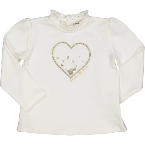 TSHIRT CUORE IN TULLE CON PAILLETTES